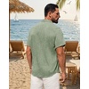 image:imageMens Linen Shirt Short Sleeve Button Down Shirt Summer Casual Beach Tops  Lightweight Breathable Shrinkresistant Linen Texture Relaxed Fit Button Up for Vacation Wedding Work Office Date DailyOlive Green