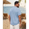 image:imageMens Linen Shirt Short Sleeve Button Down Shirt Summer Casual Beach Tops  Lightweight Breathable Shrinkresistant Linen Texture Relaxed Fit Button Up for Vacation Wedding Work Office Date DailyLight Blue