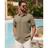 image:imageMens Linen Shirt Short Sleeve Button Down Shirt Summer Casual Beach Tops  Lightweight Breathable Shrinkresistant Linen Texture Relaxed Fit Button Up for Vacation Wedding Work Office Date DailyBrown