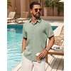 image:imageMens Linen Shirt Short Sleeve Button Down Shirt Summer Casual Beach Tops  Lightweight Breathable Shrinkresistant Linen Texture Relaxed Fit Button Up for Vacation Wedding Work Office Date DailyGreen