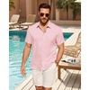 image:imageMens Linen Shirt Short Sleeve Button Down Shirt Summer Casual Beach Tops  Lightweight Breathable Shrinkresistant Linen Texture Relaxed Fit Button Up for Vacation Wedding Work Office Date DailyPink