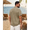 image:imageMens Linen Shirt Short Sleeve Button Down Shirt Summer Casual Beach Tops  Lightweight Breathable Shrinkresistant Linen Texture Relaxed Fit Button Up for Vacation Wedding Work Office Date DailyBrown