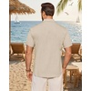 image:imageMens Linen Shirt Short Sleeve Button Down Shirt Summer Casual Beach Tops  Lightweight Breathable Shrinkresistant Linen Texture Relaxed Fit Button Up for Vacation Wedding Work Office Date DailyStone