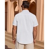 image:imageMens Linen Textured Shirt Cotton Short Sleeve Summer Button Down Shirts  100 Cotton Linenlook Texture Casual Wear Breathable Feel Lightweight Untucked Regular Fit Beach Vacation ResortWhite