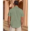 image:imageMens Linen Textured Shirt Cotton Short Sleeve Summer Button Down Shirts  100 Cotton Linenlook Texture Casual Wear Breathable Feel Lightweight Untucked Regular Fit Beach Vacation ResortOlive Green