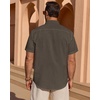 image:imageMens Linen Textured Shirt Cotton Short Sleeve Summer Button Down Shirts  100 Cotton Linenlook Texture Casual Wear Breathable Feel Lightweight Untucked Regular Fit Beach Vacation ResortBrown