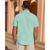 image:imageMens Linen Textured Shirt Cotton Short Sleeve Summer Button Down Shirts  100 Cotton Linenlook Texture Casual Wear Breathable Feel Lightweight Untucked Regular Fit Beach Vacation ResortMint Green