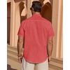 image:imageMens Linen Textured Shirt Cotton Short Sleeve Summer Button Down Shirts  100 Cotton Linenlook Texture Casual Wear Breathable Feel Lightweight Untucked Regular Fit Beach Vacation ResortRed