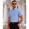 image:imageMens Oxford Dress Shirt Short Sleeve Button Down Collar Summer Casual Shirt  Wrinkle Free Breathable amp Crisp Regular Fit Solid Color for Business Casual Office Work Daily Vacation Weekend Party DateRoyal Blue