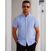 image:imageMens Oxford Dress Shirt Short Sleeve Button Down Collar Summer Casual Shirt  Wrinkle Free Breathable amp Crisp Regular Fit Solid Color for Business Casual Office Work Daily Vacation Weekend Party DateLight Blue