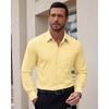 image:imageMens Oxford Stretch Shirt Casual Long Sleeve Button Down Dress Shirt  Contrast Collar Cuffs Formal Casual Easy Care Stretch Comfort Regular Fit for Wedding Vacation Work Office WeekendYellow