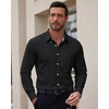 image:imageMens Oxford Stretch Shirt Casual Long Sleeve Button Down Dress Shirt  Contrast Collar Cuffs Formal Casual Easy Care Stretch Comfort Regular Fit for Wedding Vacation Work Office WeekendBlack