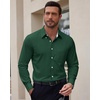 image:imageMens Oxford Stretch Shirt Casual Long Sleeve Button Down Dress Shirt  Contrast Collar Cuffs Formal Casual Easy Care Stretch Comfort Regular Fit for Wedding Vacation Work Office WeekendGreen