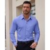 image:imageMens Oxford Stretch Shirt Casual Long Sleeve Button Down Dress Shirt  Contrast Collar Cuffs Formal Casual Easy Care Stretch Comfort Regular Fit for Wedding Vacation Work Office WeekendBlue