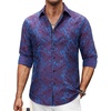 image:imageMens Paisley Dress Shirt Long Sleeve Button Down Floral Shirt Party Wedding  Paisley Pattern Luxury Silk Satin Shiny Wedding Casual Party Club Masquerade Vacation Date Western Cowboy Regular FitPurple Teal