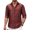 image:imageMens Paisley Dress Shirt Long Sleeve Button Down Floral Shirt Party Wedding  Paisley Pattern Luxury Silk Satin Shiny Wedding Casual Party Club Masquerade Vacation Date Western Cowboy Regular FitRed