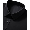 image:imageMens Short Sleeve Dress Shirt Wrinkle Free Button Down Shirt with Pocket  Work Office Wedding Graduation Formal Business Casual Party Family Comfortable Gala Easy Care Solid Fabric Regular FitBlack