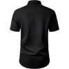 image:imageMens Short Sleeve Dress Shirt Wrinkle Free Button Down Shirt with Pocket  Work Office Wedding Graduation Formal Business Casual Party Family Comfortable Gala Easy Care Solid Fabric Regular FitBlack