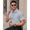 image:imageMens Short Sleeve Dress Shirt Wrinkle Free Summer Button Down Shirts  Stretch Non Iron Regular Fit with Pocket for Summer Business Casual Wedding Graduation Vacation Office Work Party FormalLight Grey