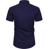image:imageMens Short Sleeve Dress Shirt Wrinkle Free Summer Button Down Shirts  Stretch Non Iron Regular Fit with Pocket for Summer Business Casual Wedding Graduation Vacation Office Work Party FormalNavy Blue