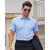image:imageMens Short Sleeve Dress Shirt Wrinkle Free Summer Button Down Shirts  Stretch Non Iron Regular Fit with Pocket for Summer Business Casual Wedding Graduation Vacation Office Work Party FormalLight Blue