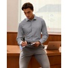 image:imageMens SilkBlend Dress Shirt Long Sleeve Regular Fit Button Down Shirts  Silkblend fabric Stain shield French placket Wrinkle resistance Removable collar stays Twobutton adjustable cuffsGrey