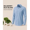 image:imageMens SilkBlend Dress Shirt Long Sleeve Regular Fit Button Down Shirts  Silkblend fabric Stain shield French placket Wrinkle resistance Removable collar stays Twobutton adjustable cuffsBlue
