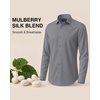 image:imageMens SilkBlend Dress Shirt Long Sleeve Regular Fit Button Down Shirts  Silkblend fabric Stain shield French placket Wrinkle resistance Removable collar stays Twobutton adjustable cuffsGrey