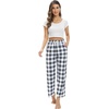 image:imageWomens Pajama Pants Plaid Stretch Comfy Lounge Pants Sleep Bottoms Y2K PJ  Buffalo plaid pajama Sleepwear Soft Long pjs Checked Home Going out Fall winter Christmas matching Lady pants CozyWhite black plaid