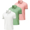 image:imageAlimens amp Gentle 3 Pack Polo Shirts for Men Dry Fit Performance Short Sleeve Moisture Wicking Business Casual Golf ShirtsWhite Pale Green Pink