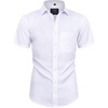 image:imageAlimens amp Gentle Boys Short Sleeve Dress Shirts Wrinkle Free Solid Casual Button Down Shirts with PocketWhite