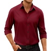 image:imageAlimens amp Gentle Mens Anti Odor Dress Shirts Long Sleeve Wrinkle Free Stretch Button Down Shirt Business Formal WeddingBurgundy