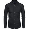 image:imageAlimens amp Gentle Mens Banded Collar Dress Shirts Wrinkle Free Long Sleeve Mandarin Collar Button Down ShirtBlack