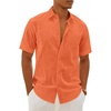 image:imageAlimens amp Gentle Mens Cotton Linen Short Sleeve Shirts Casual Solid Button Down Shirt Beach Summer Vacation Tops Orange M