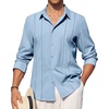 image:imageAlimens amp Gentle Mens Cuban Guayabera Shirt Button Down Long Sleeve Summer Beach03grey Blue