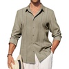 image:imageAlimens amp Gentle Mens Cuban Guayabera Shirt Button Down Long Sleeve Summer Beach05army Green