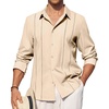 image:imageAlimens amp Gentle Mens Cuban Guayabera Shirt Button Down Long Sleeve Summer Beach06beige
