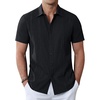 image:imageAlimens amp Gentle Mens Cuban Guayabera Shirts Cotton Linen Short Sleeve Button Down Shirts Casual Summer Beach Camp ShirtBlack