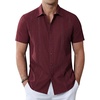 image:imageAlimens amp Gentle Mens Cuban Guayabera Shirts Cotton Linen Short Sleeve Button Down Shirts Casual Summer Beach Camp ShirtBurgundy