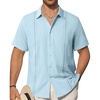 image:imageAlimens amp Gentle Mens Cuban Guayabera Shirts Short Sleeve Button Down Shirts for Men Summer Beach WeddingBlue