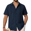 image:imageAlimens amp Gentle Mens Cuban Guayabera Shirts Short Sleeve Button Down Shirts for Men Summer Beach WeddingNavy Blue