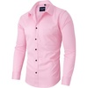image:imageAlimens amp Gentle Mens Dress Shirts Long Sleeve Stretch Shirts Solid Button Down Shirt with PocketContrast Buttonpink