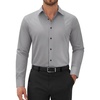 image:imageAlimens amp Gentle Mens Dress Shirts Long Sleeve Wrinkle Free Stretch Solid Button Down Shirt Casual Wedding Dating Dress ShirtGrey