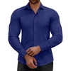 image:imageAlimens amp Gentle Mens Dress Shirts Stretch Muscle Fit Wrinkle Free Long Sleeve Button Down Shirt Casual Business Formal ShirtNavy Blue
