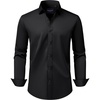 image:imageAlimens amp Gentle Mens Dress Shirts Transitional Weather Long Sleeve Stretch WrinkleFree Button Down TopBlack