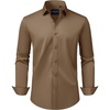 image:imageAlimens amp Gentle Mens Dress Shirts Transitional Weather Long Sleeve Stretch WrinkleFree Button Down TopDark Khaki