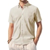 image:imageAlimens amp Gentle Mens Linen Shirt Short Sleeve Casual Cotton Button Down Shirts Collared Summer ShirtsKhaki