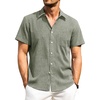 image:imageAlimens amp Gentle Mens Linen Shirts Short Sleeve Button Down Shirts Wrinkle Free Casual Vacation Beach Summer TopsGreen