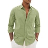 image:imageAlimens amp Gentle Mens Linen Textured Shirt Long Sleeve Summer Beach Tops  Cotton LinenRegular FitButton Down ShirtCasualWeddingPocketButton UpOld MoneyVacationRelaxedResortVintageOutdoorSage Green