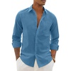image:imageAlimens amp Gentle Mens Linen Textured Shirt Long Sleeve Summer Beach Tops  Cotton LinenRegular FitButton Down ShirtCasualWeddingPocketButton UpOld MoneyVacationRelaxedResortVintageOutdoorDusty Blue